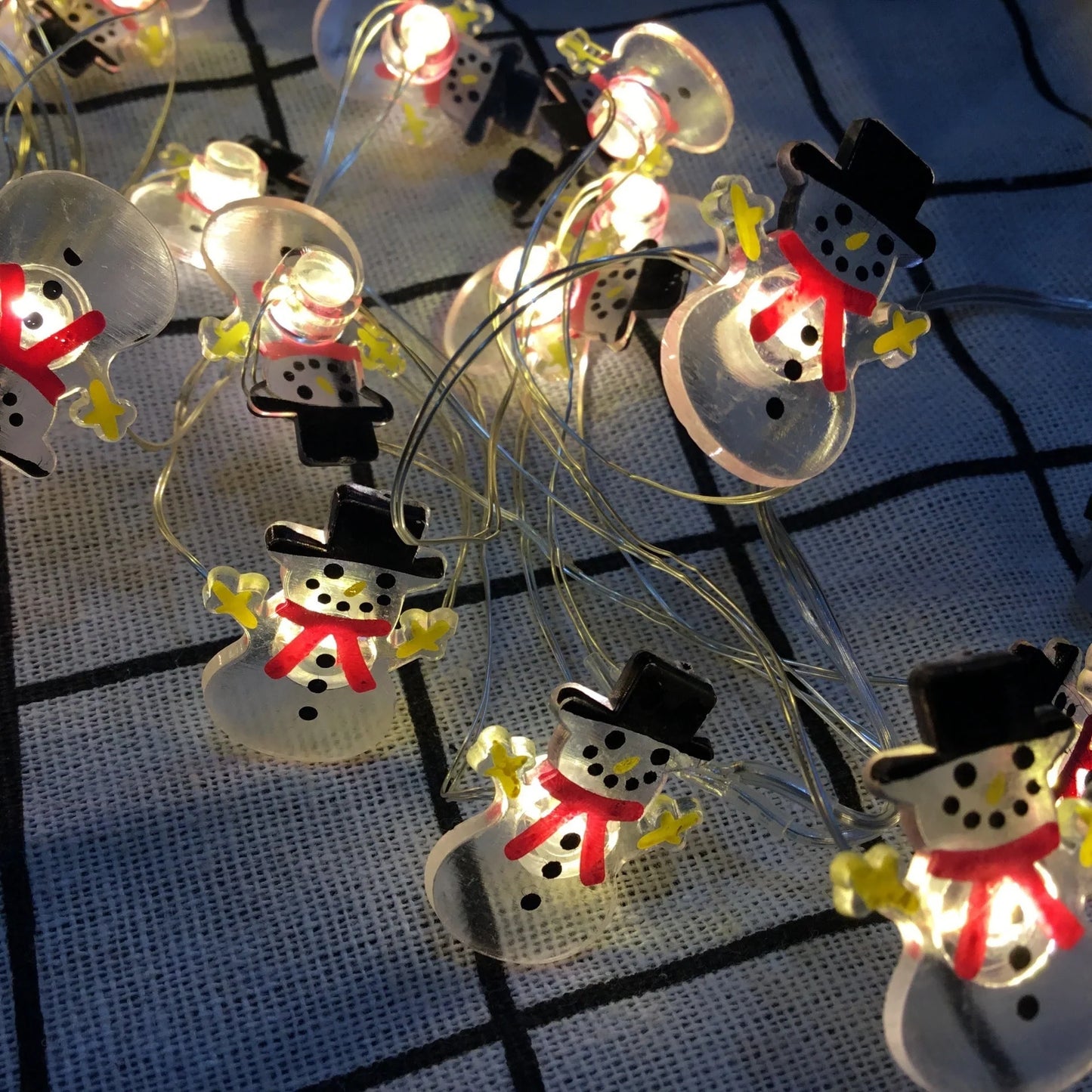 LED string lights with Santa Claus and snowflakes for Christmas decor