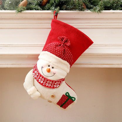 Premium knit Christmas stockings in Santa Claus and Snowman designs for festive holiday decor