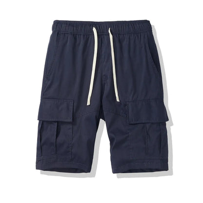 Men's loose fit cropped casual pants with multiple pockets in dark grey