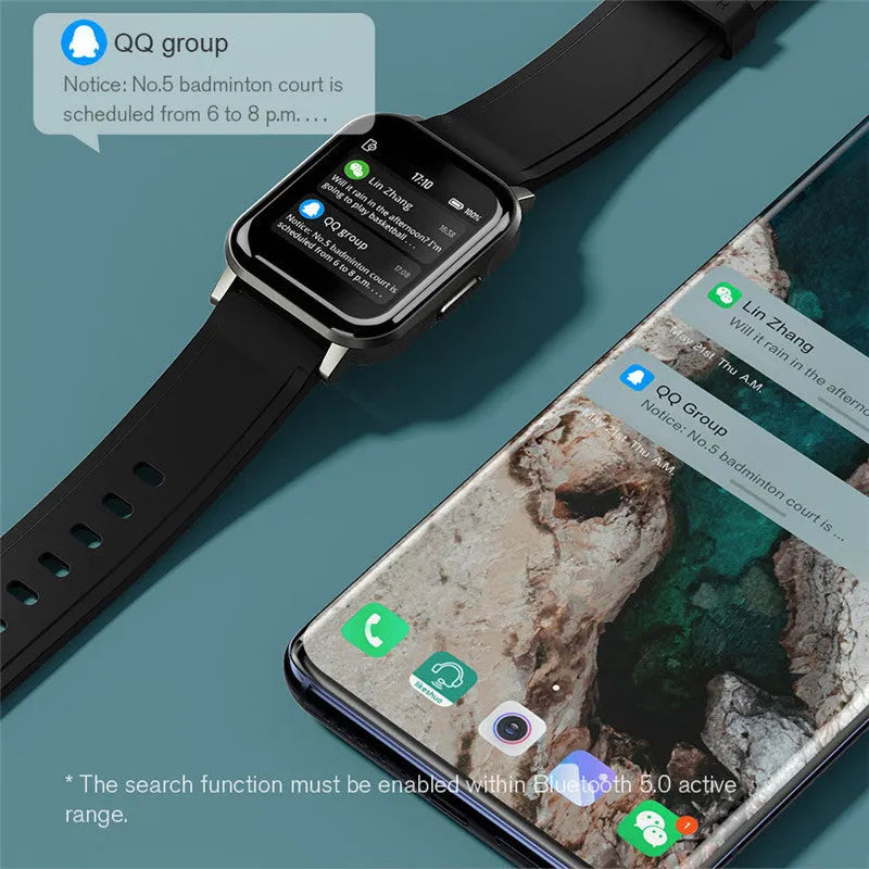 Black waterproof smart bracelet with 1.4-inch screen on a silicone wrist strap.