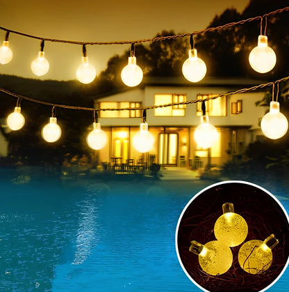 6.5-metre solar LED string lights with 30 bulbs for outdoor garden decoration
