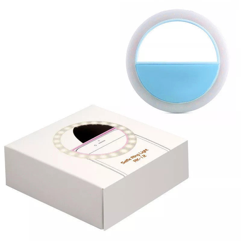 Adjustable LED ring light for mobile phones with three brightness levels