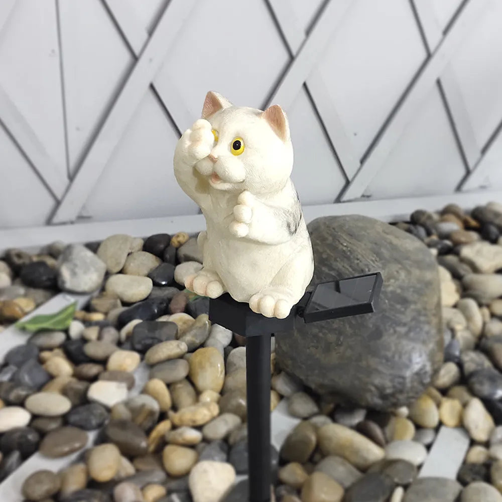 Brown cat-shaped solar lawn light for garden courtyard decoration