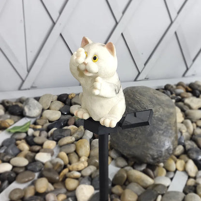 Brown cat-shaped solar lawn light for garden courtyard decoration