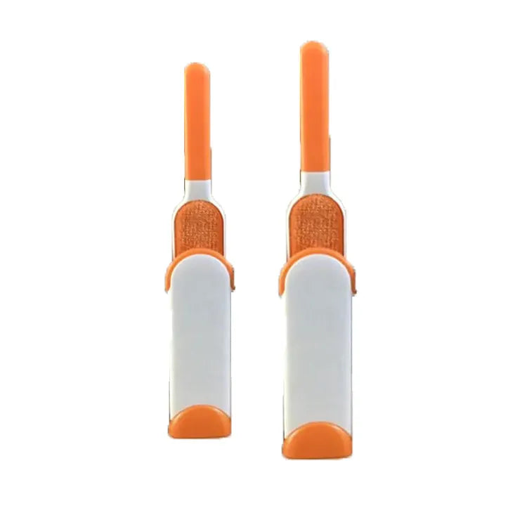 Blue reusable pet hair removal comb with sticky brush and self-cleaning base for sofas.