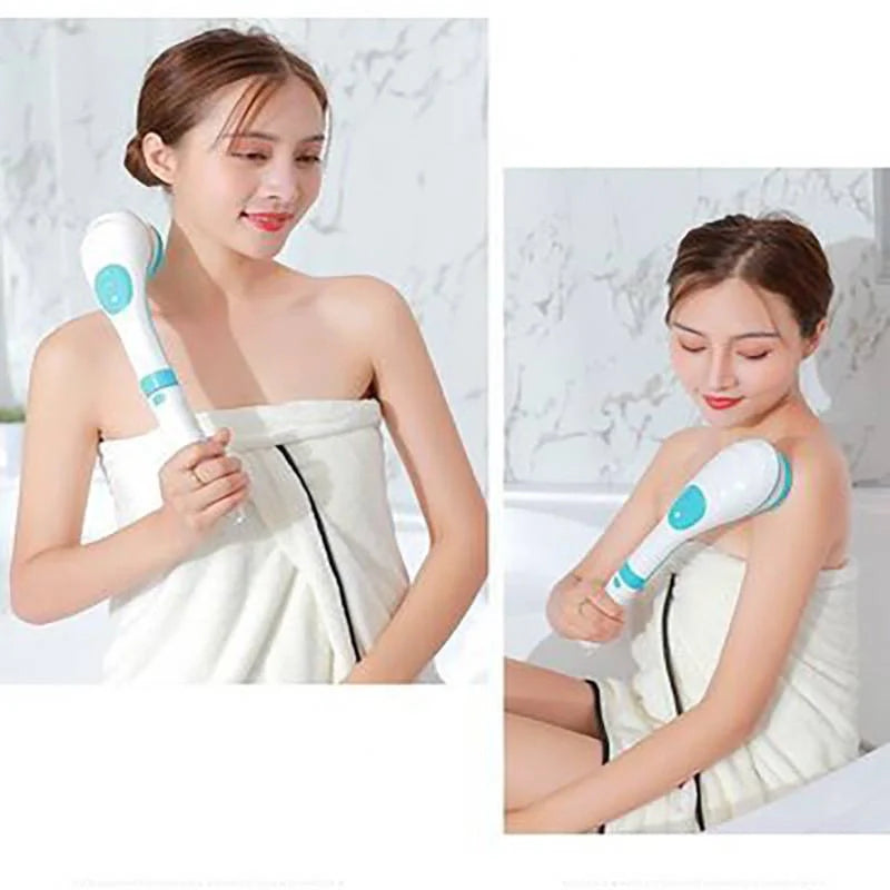 5-in-1 Electric Bath Brush with rechargeable design and five brush heads for deep cleansing and massage