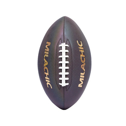 Luminous Rugby Reflective Soccer Ball glowing under light