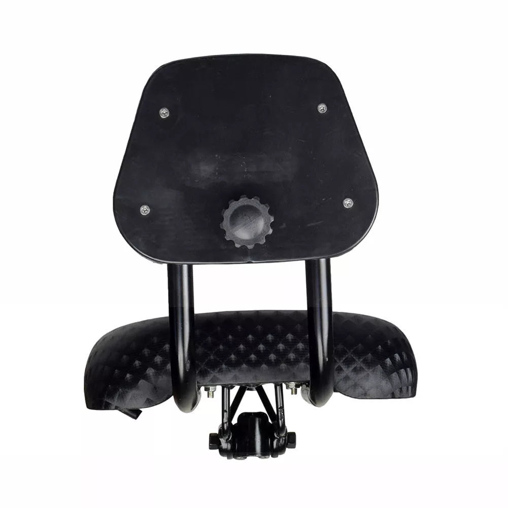 Black mountain bike saddle with front cushion support for enhanced comfort