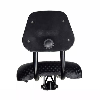 Black mountain bike saddle with front cushion support for enhanced comfort