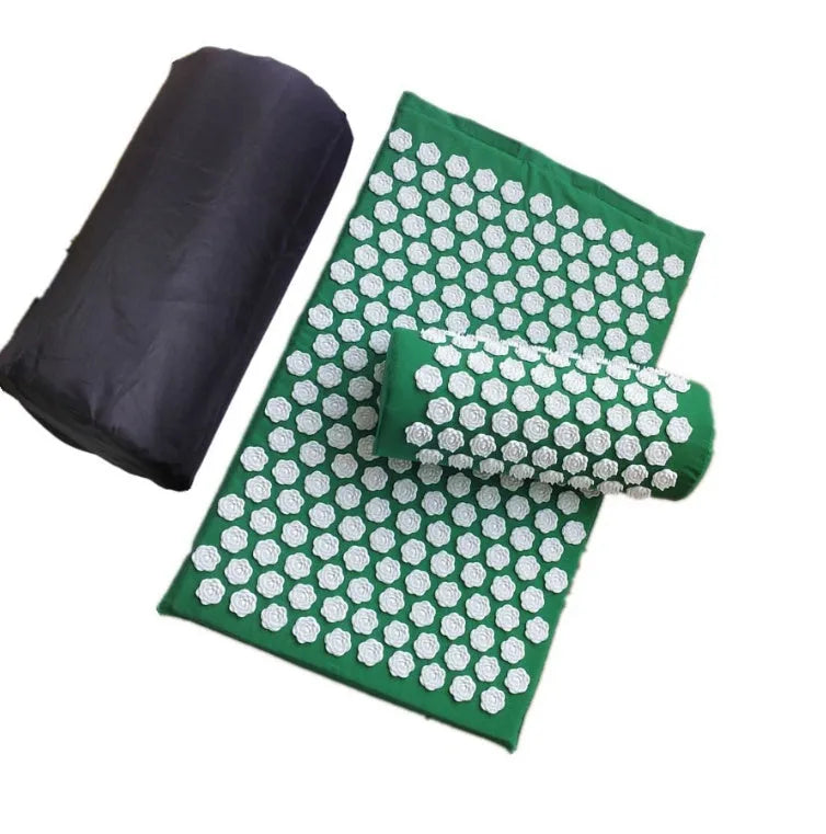 Lotus-shaped acupressure mat and pillow set in blue colour for massage therapy