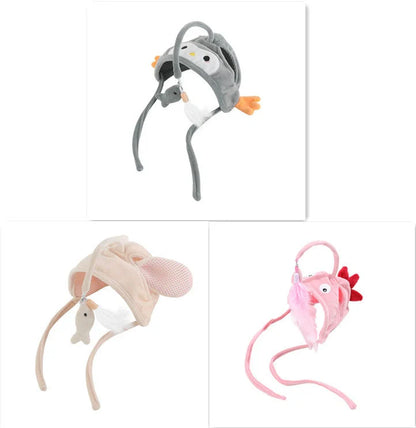 Adjustable head-wearing feather cat toy stick in various colors for indoor play