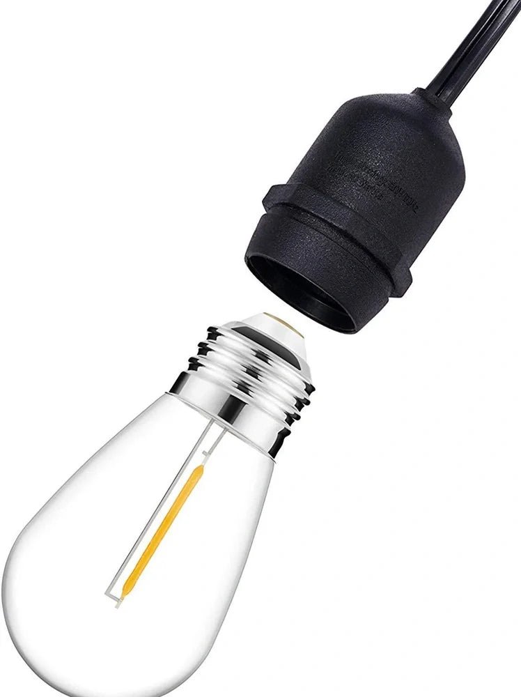 Waterproof solar-powered LED string lights with PVC shell for outdoor garden and patio illumination