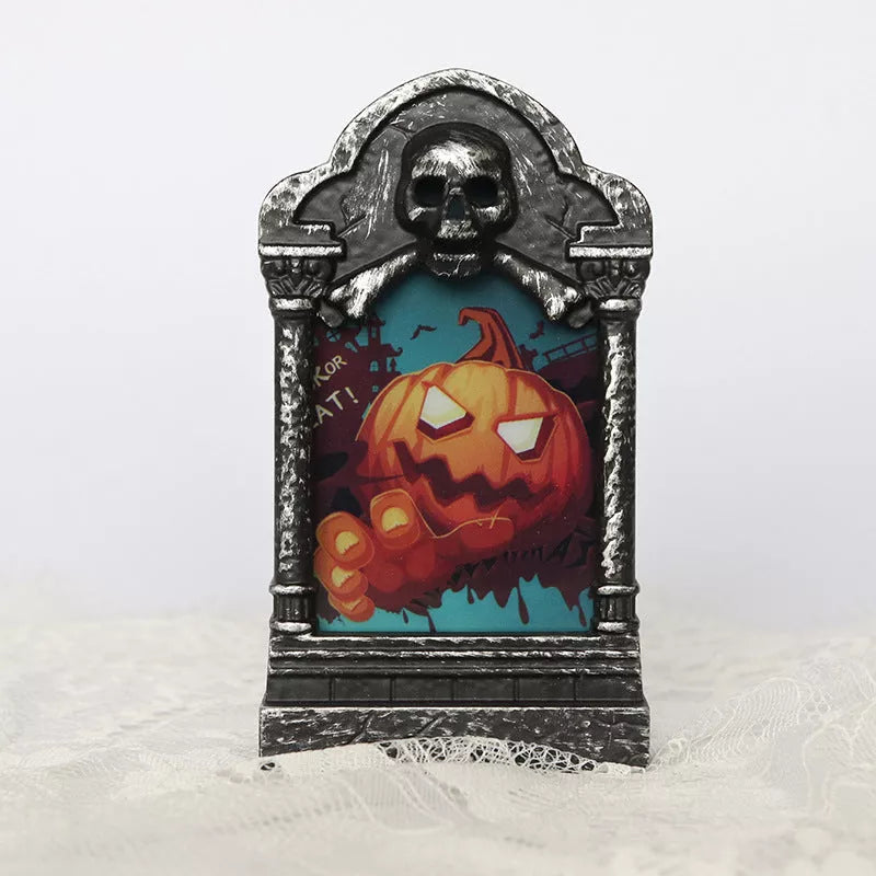 Halloween Tombstone LED Skull Candle Lamp for spooky decor