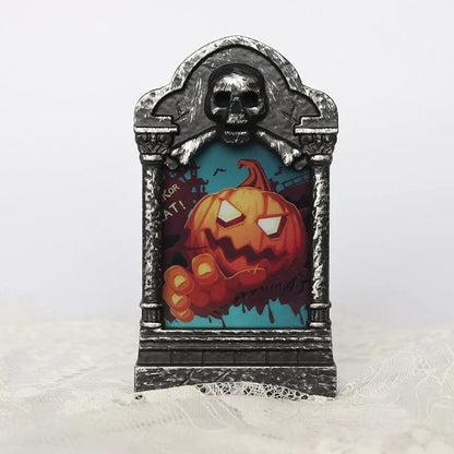 Halloween Tombstone LED Skull Candle Lamp for spooky decor