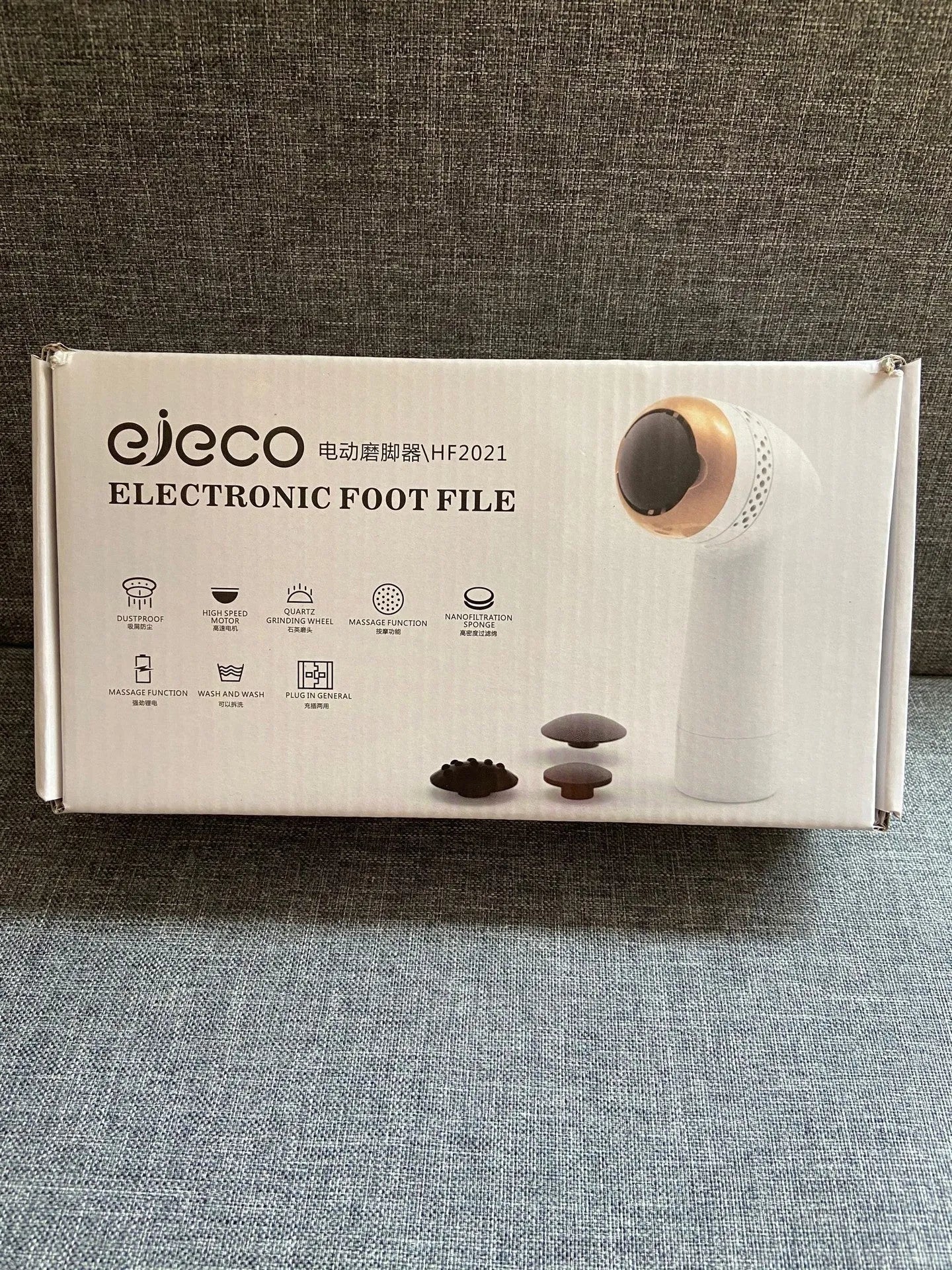Electric vacuum foot grinder with quartz grinding head in gold, pink gold, or white silver colours
