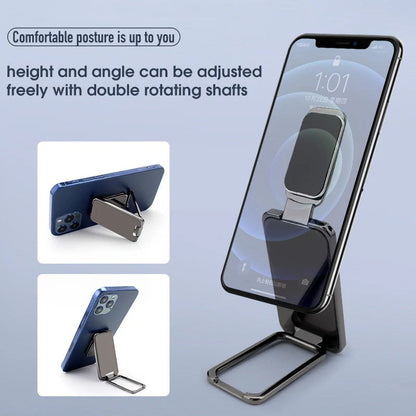 Foldable mobile phone holder with magnetic bracket in silver, rose gold, black, and gold