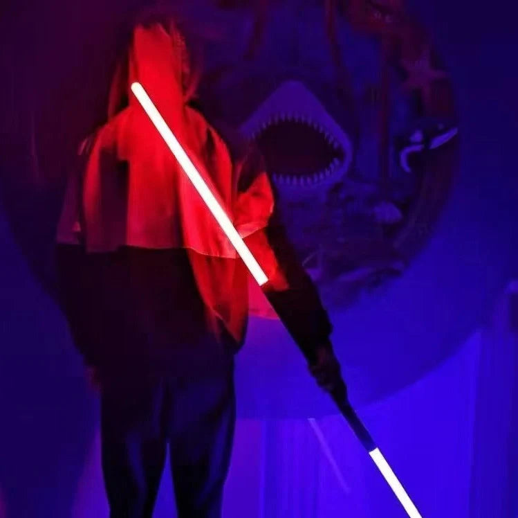 RGB metal lightsaber with extended 156cm length showing LED colours and metal hilt