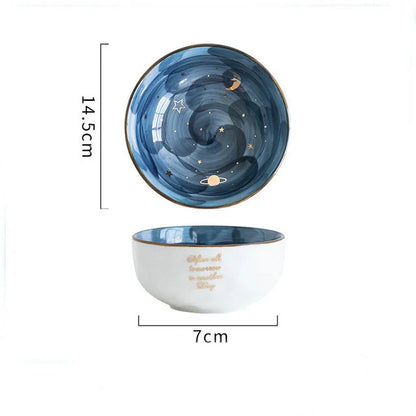 Nordic ceramic salad bowl set with star design in four colors