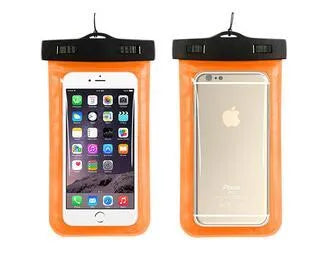 AQUA-ONE waterproof phone pouch showing PVC construction and touchscreen access with 30M waterproof rating