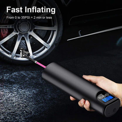 Cordless tire inflator with matte, stain-resistant coating and powerful 2000mAh lithium-ion battery