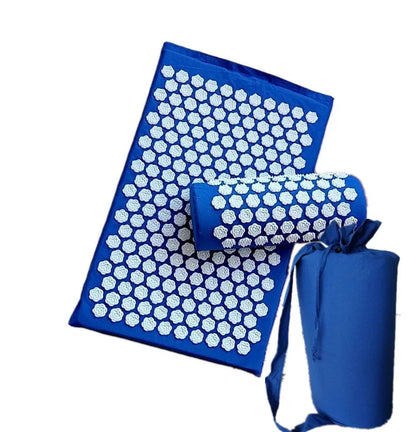 Lotus-shaped acupressure mat and pillow set in blue colour for massage therapy