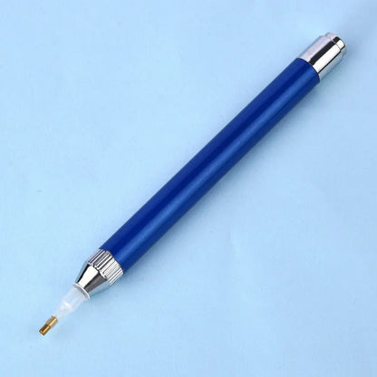 Luminous aluminium alloy diamond painting drill pen in blue, gold, or red colour