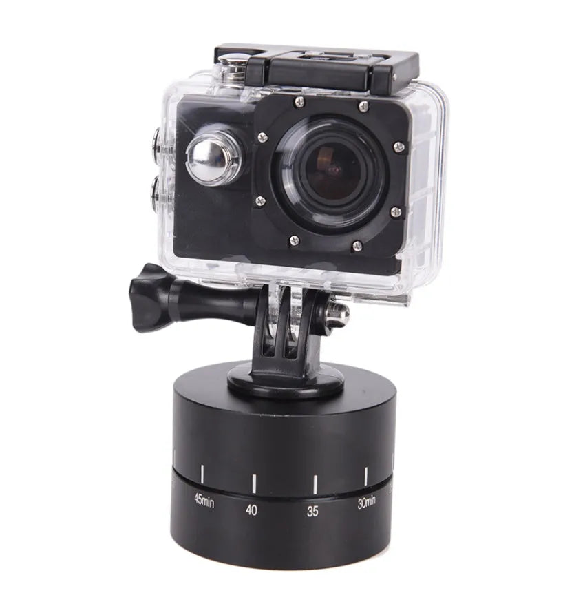 Lapse 360 degree auto rotate camera tripod head on a tripod