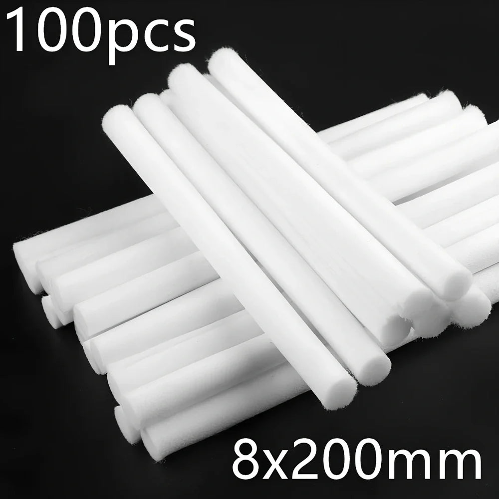 Pack of 7.5x125mm acetate fibre cotton swabs for humidifier wicks, trimmable length for stable fog output