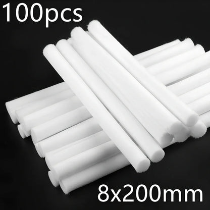 Pack of 7.5x125mm acetate fibre cotton swabs for humidifier wicks, trimmable length for stable fog output
