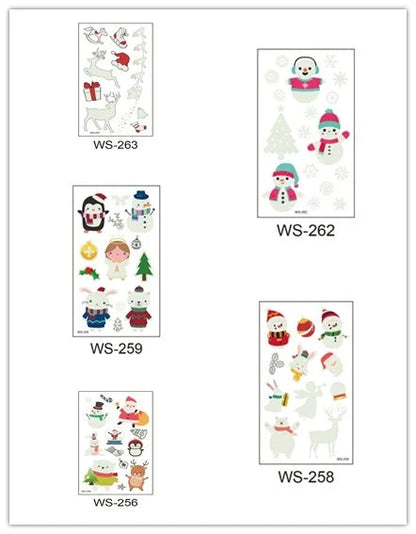 Festive Santa Claus Glow-in-the-Dark Tattoo Stickers for Holiday Decoration