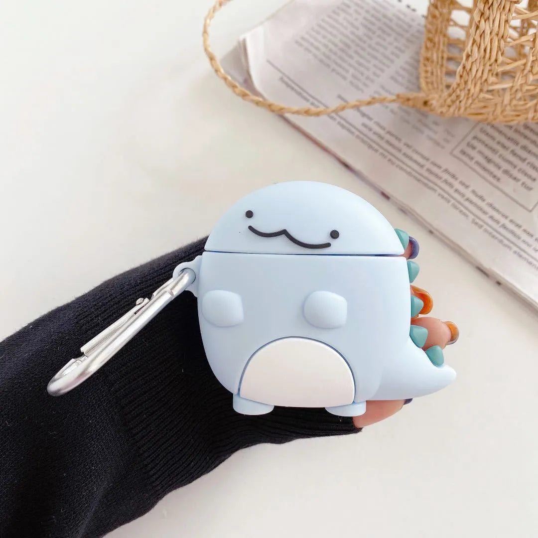 Blue silicone case for Apple AirPods featuring a cute baby dragon design.