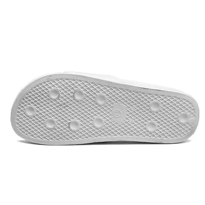 Men's open-toe slippers with rubber soles in black or white, sizes 36 to 46