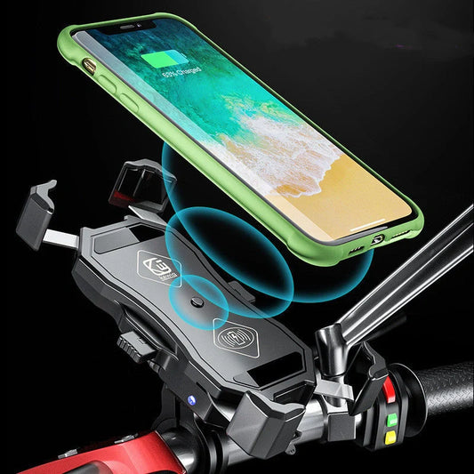 Motorcycle phone holder with wireless charging and waterproof design