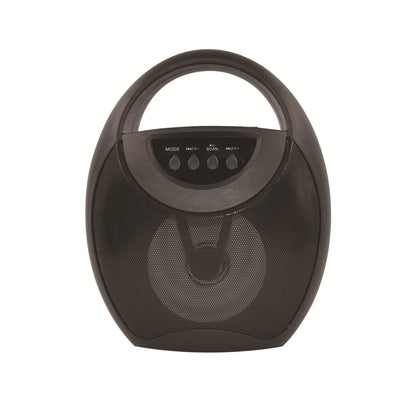 Portable Bluetooth speaker in black, blue, or pink with USB and SD card slots