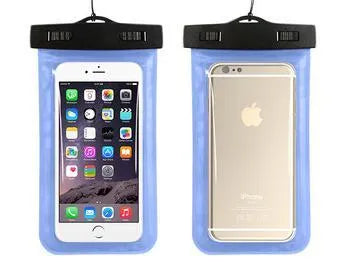 AQUA-ONE waterproof phone pouch showing PVC construction and touchscreen access with 30M waterproof rating