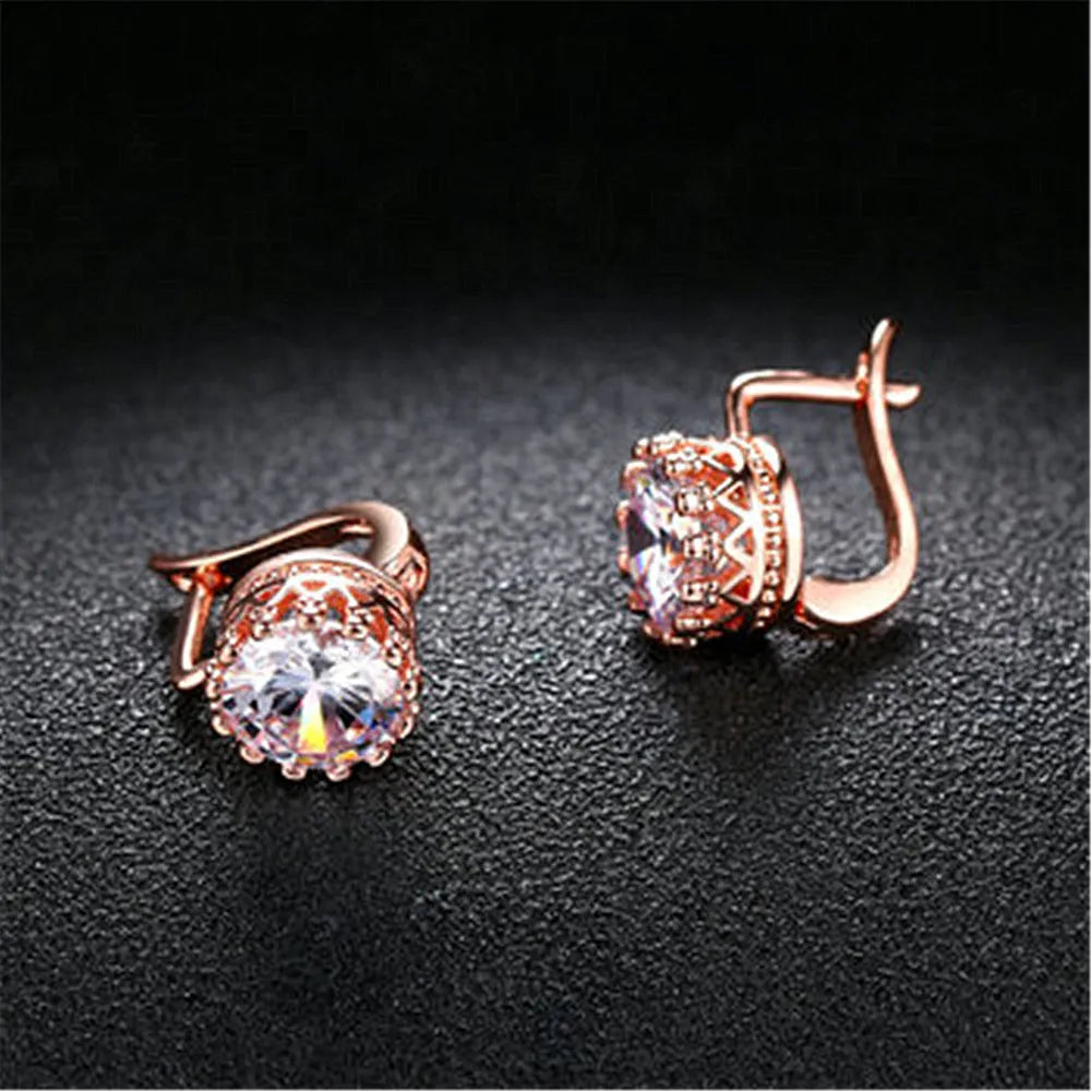 Korean Retro Crown Earrings Ear Clip in copper with crown shape and ear clip mechanism