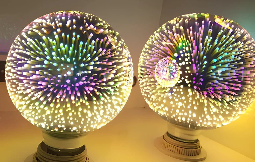 ST64 G95 3D star LED decorative bulb with colourful lighting effects and silver plated glass