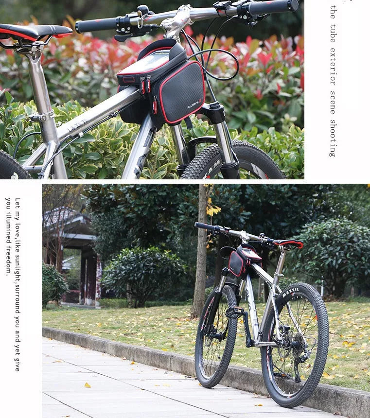 Wheelup mountain bike front beam bag in PU leather, 6.2 inches, water-resistant