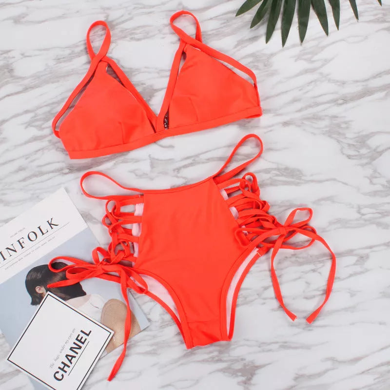 Adjustable strap bikini swimsuit in vibrant colors for a custom fit