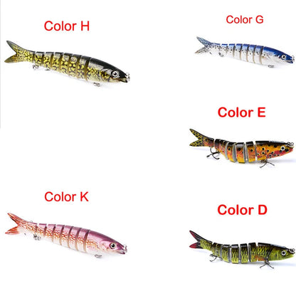 Premium multi-jointed pike fishing lures designed for enhanced trolling and casting, available in 12 vibrant colors.
