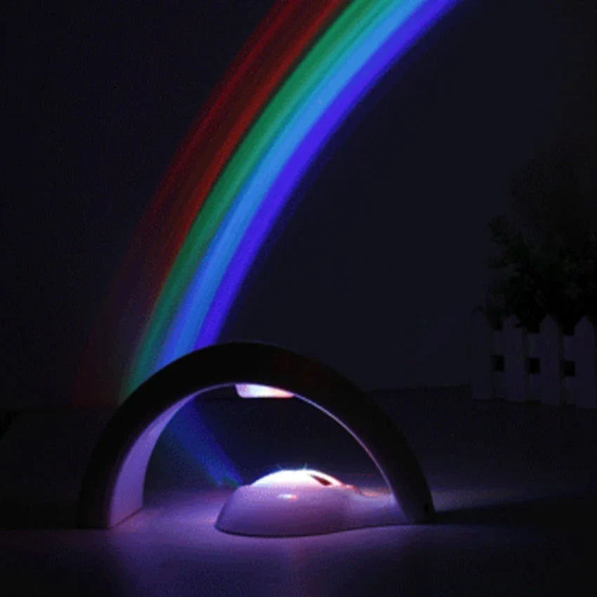 Magical Rainbow Projection Night Light casting colorful lights on a wall, creating a romantic and relaxing atmosphere