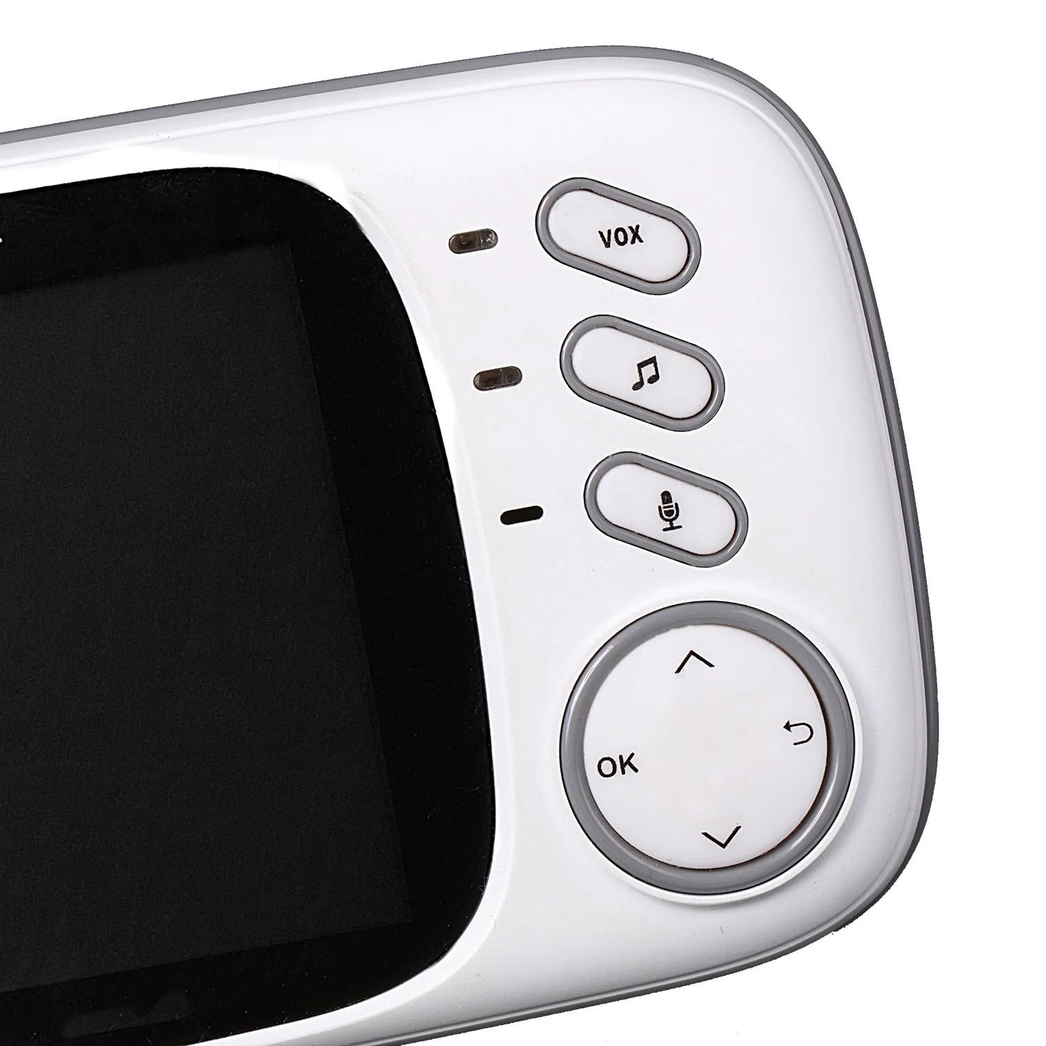 VB603 digital baby monitor with handheld LCD screen and camera unit showing night vision.