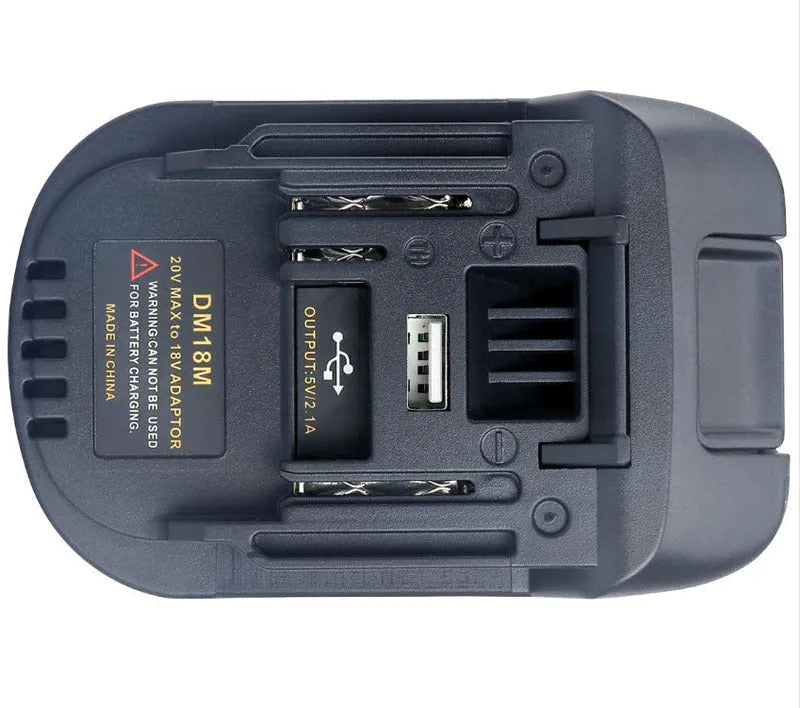 Black Milwaukee to Makita battery adaptor for DM18M tools and H99F batteries