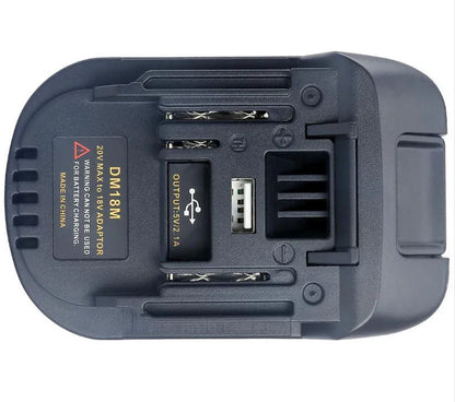 Black Milwaukee to Makita battery adaptor for DM18M tools and H99F batteries