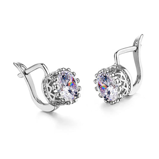 Korean Retro Crown Earrings Ear Clip in copper with crown shape and ear clip mechanism