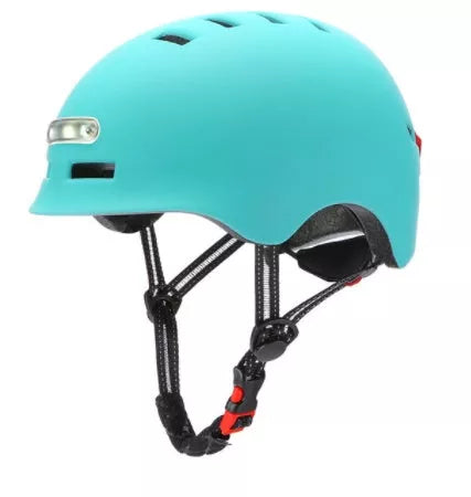 Electric scooter helmet with lighting headlight and warning taillight for night safety