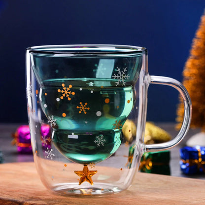 Double layer panda skull wine cup with Christmas tree design inside