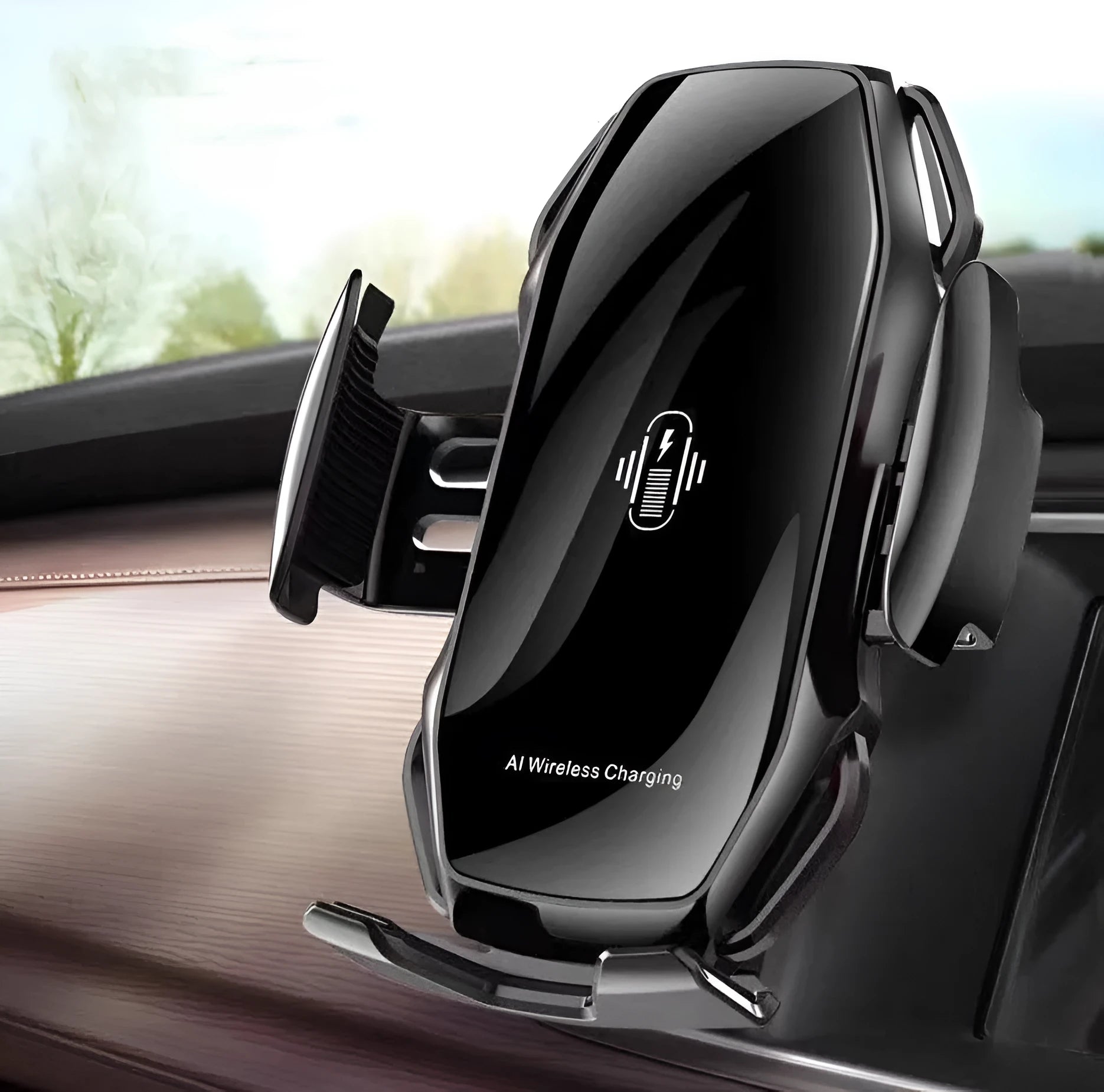 Car dashboard mobile phone holder with flexible neck and USB charging port in multiple colours
