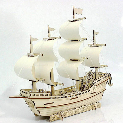 Wooden sailboat model DIY kit with 78 parts for assembly and decoration