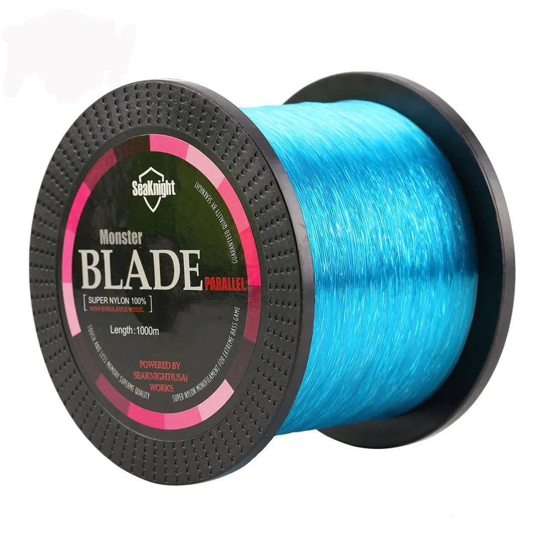 Seaknight1000 M nylon fishing line spool in available colours: black, blue, green, white, yellow.